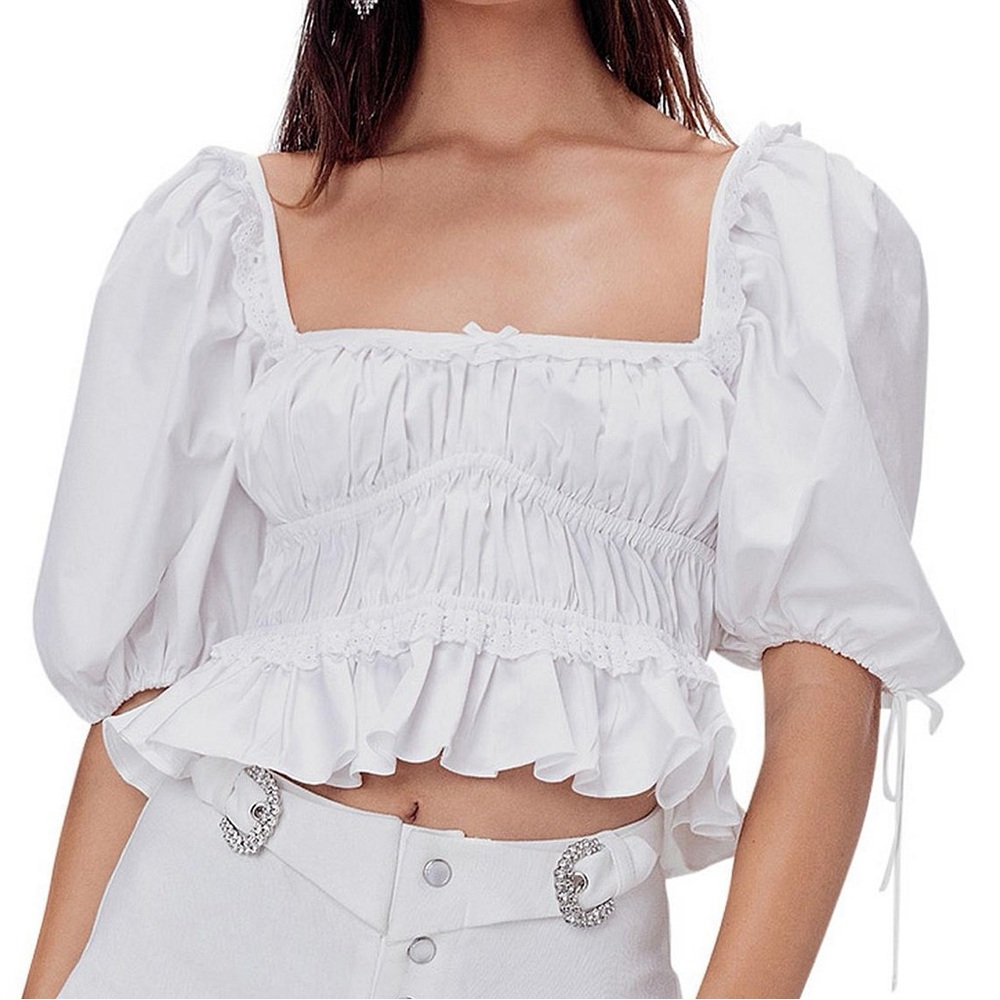 For Love And Lemons Jackson Crop Top in Ivory